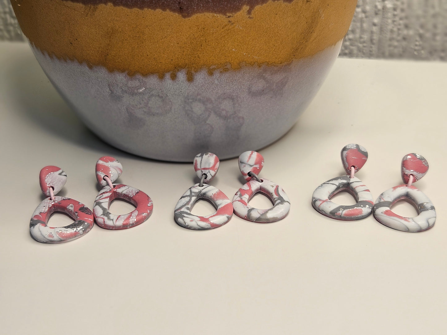 Blush Marble Rosefade Teardrop Dangles