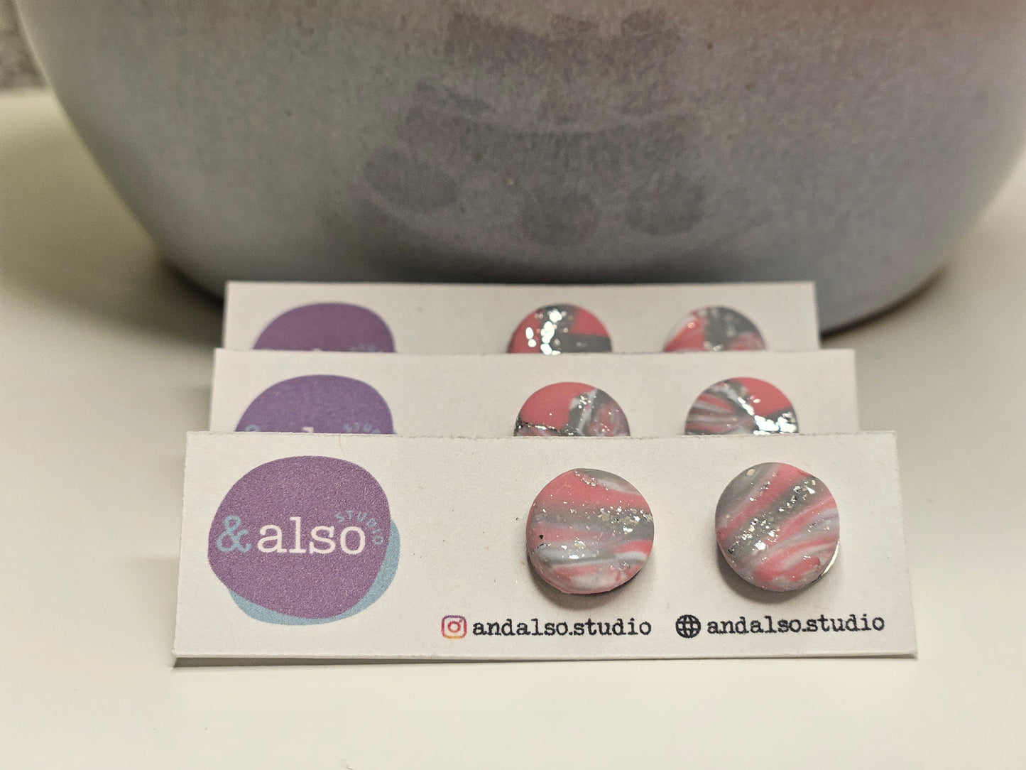 Blush Marble Soft Studs Large (10mm)