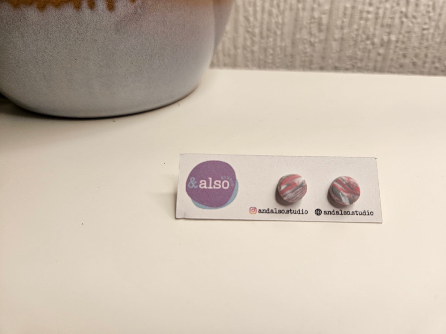 Blush Marble Rose Small Studs 3 (6mm)