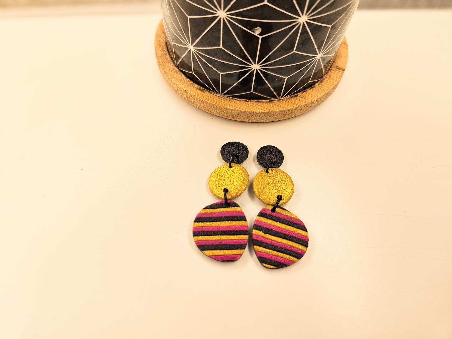 Block Party Stripe & Gold Double Dangles