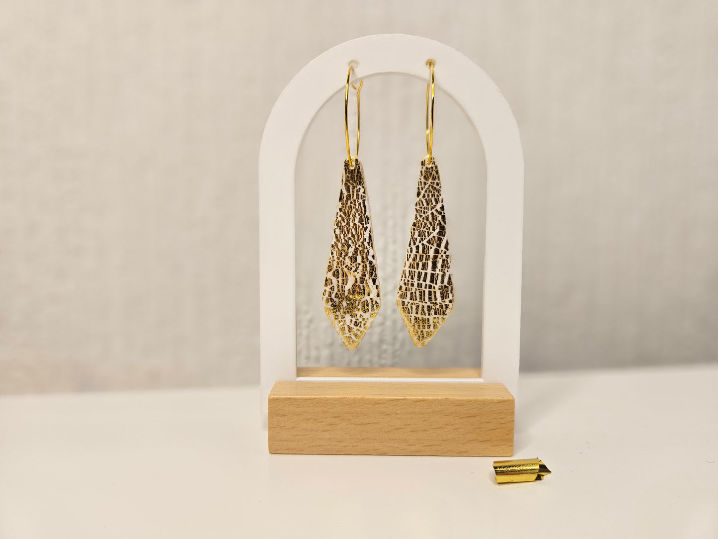 White Noise Dangles, Gold Crackle