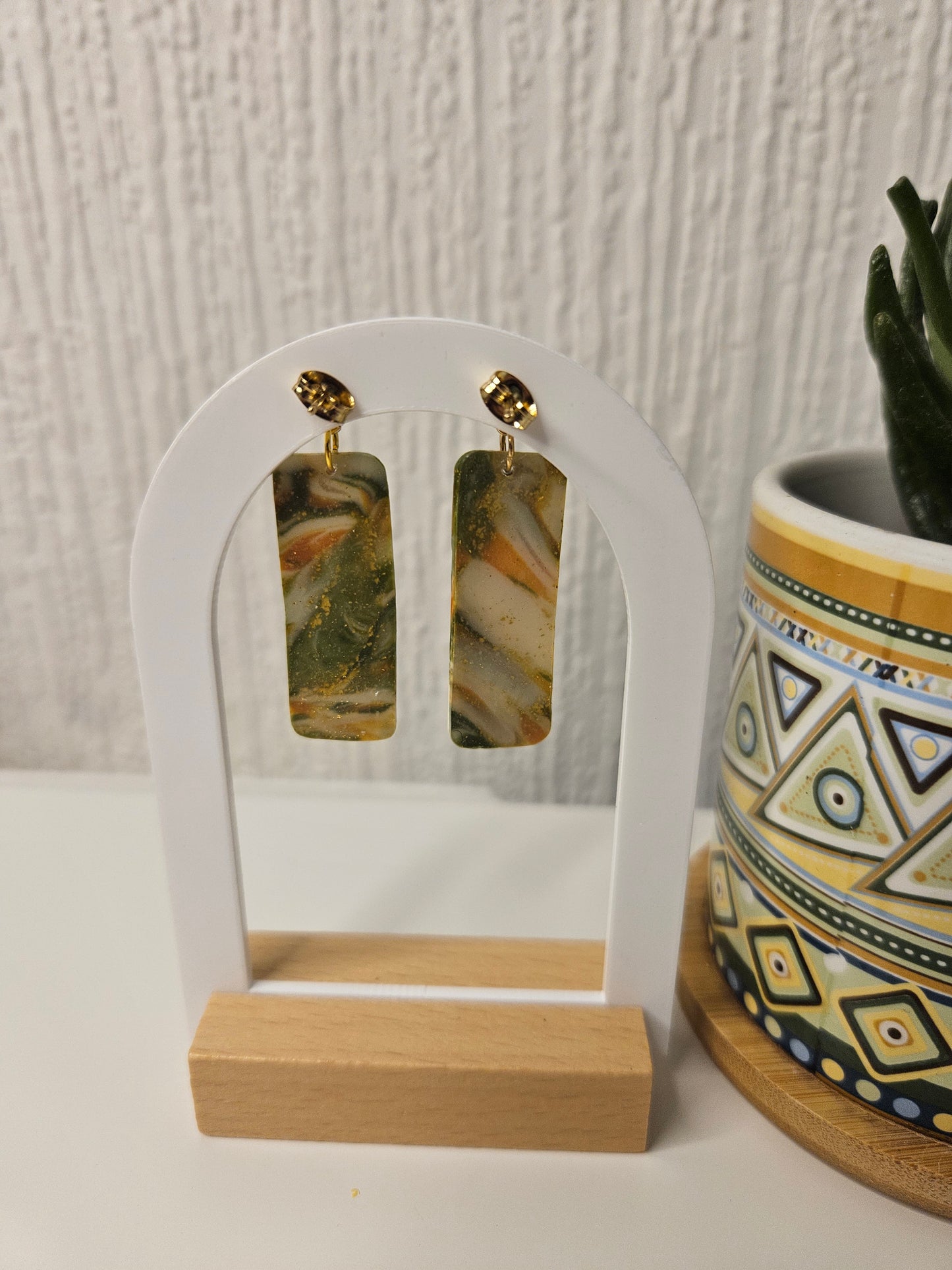 Fern & Fire Large Rectangle Dangles