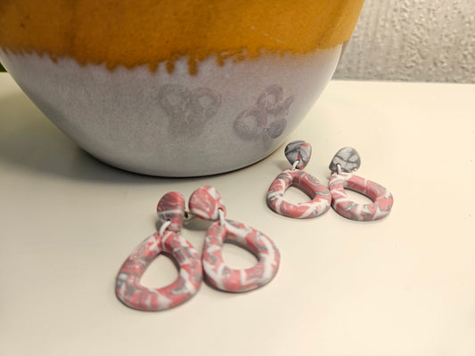 Blush Marble Splatter Stud Dangles