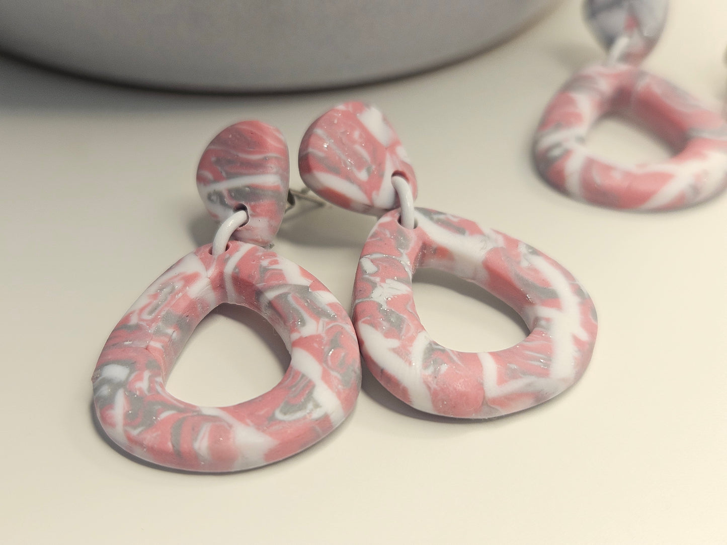 Blush Marble Splatter Stud Dangles