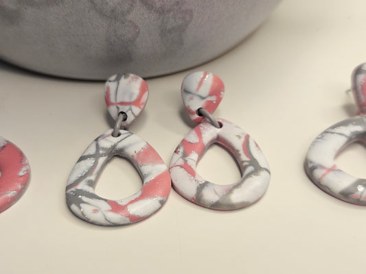 Blush Marble Storm Teardrop Dangles
