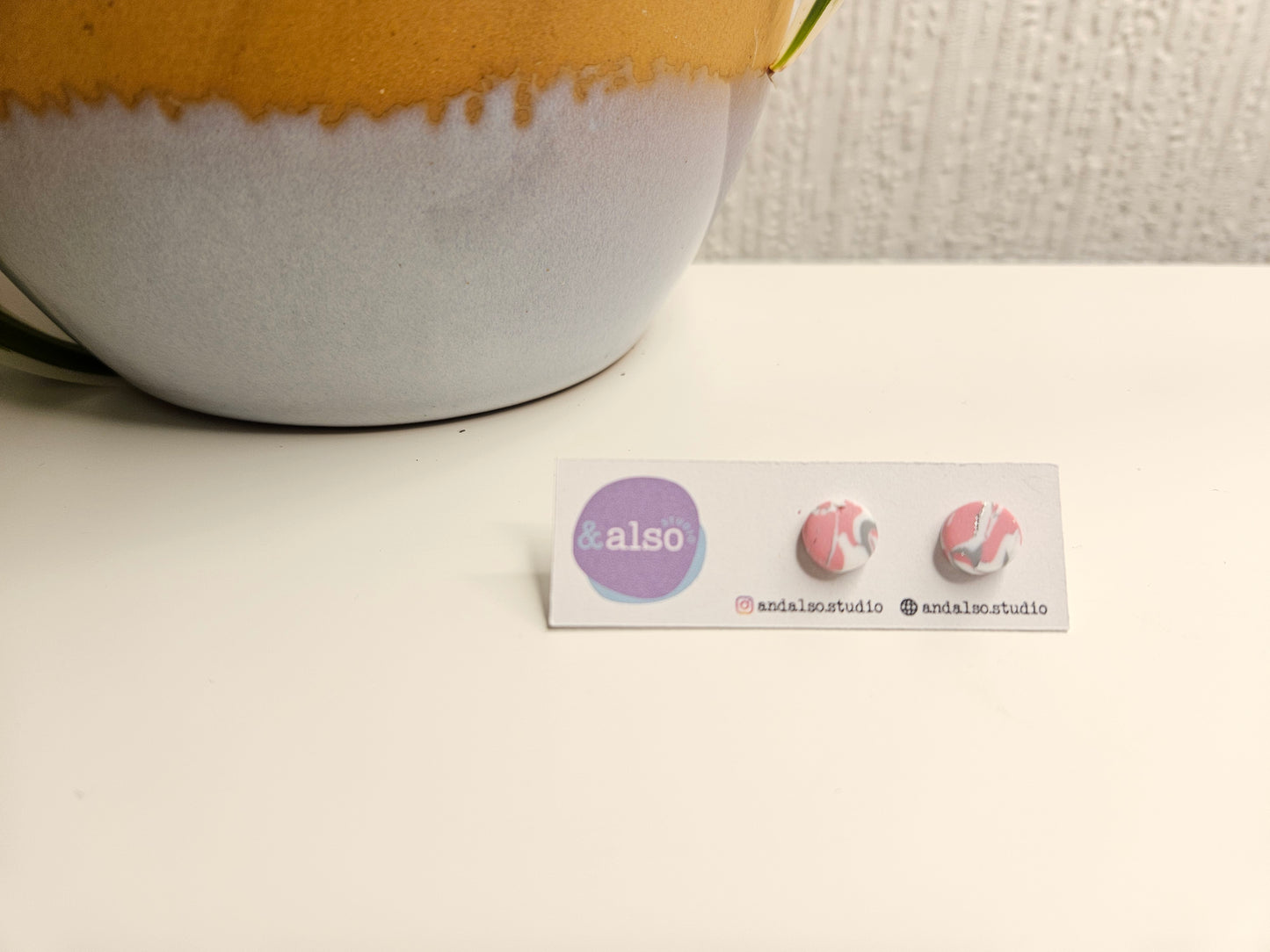 Blush Marble Rose Small Studs 4 (6mm)