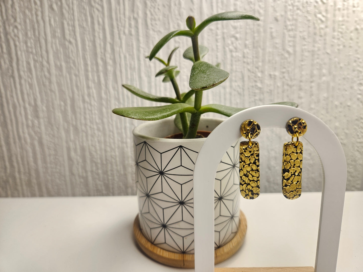 Ink & Gold Mosaic Bar Dangles