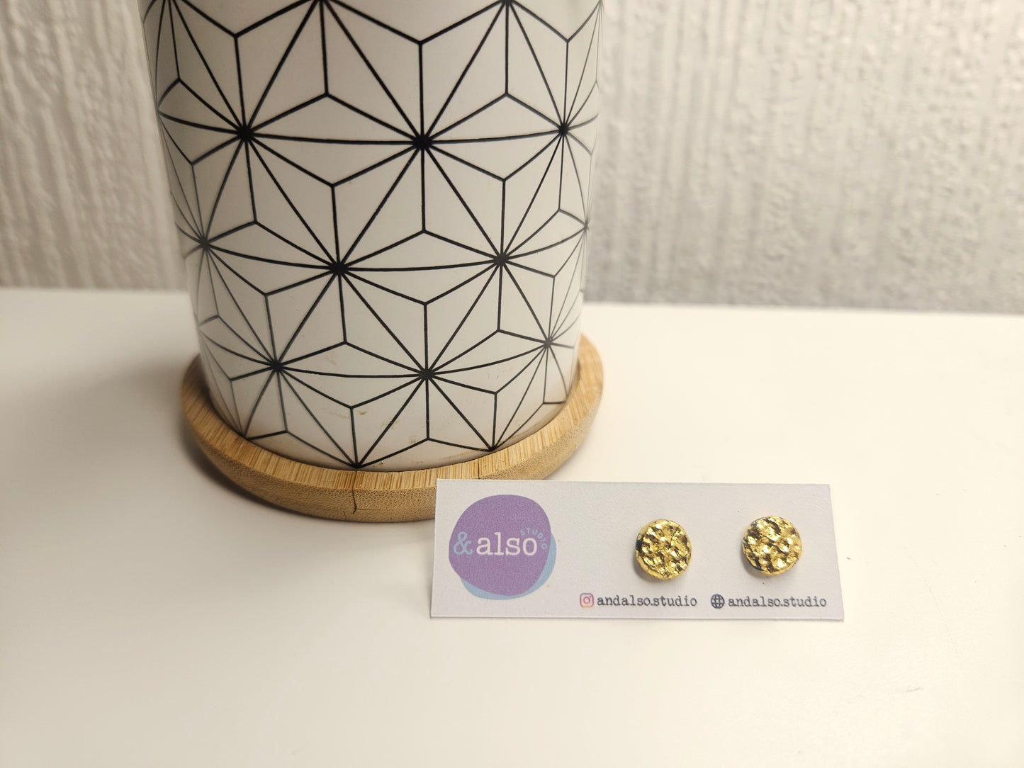 Ink & Gold Hammered Studs Small (6mm)
