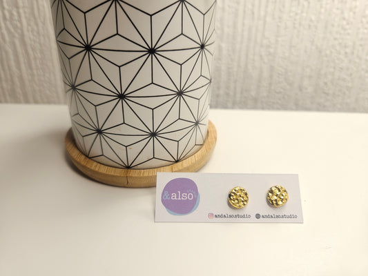 Ink & Gold Hammered Studs Small (6mm)