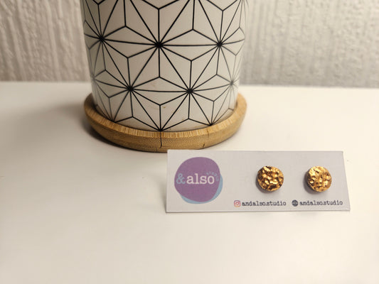 Ink & Gold Rose Hammered Studs Small (6mm)