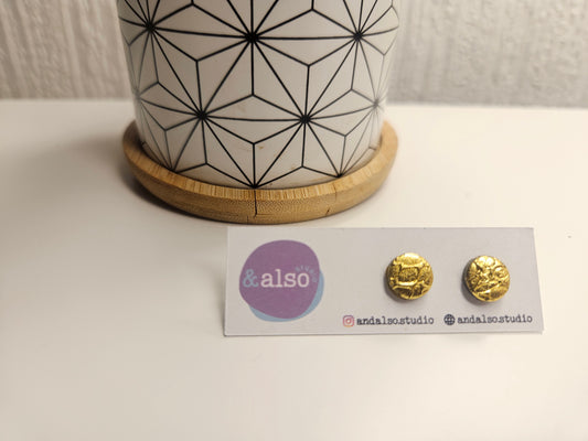 Ink & Gold Crushed Gold Studs Small (6mm)