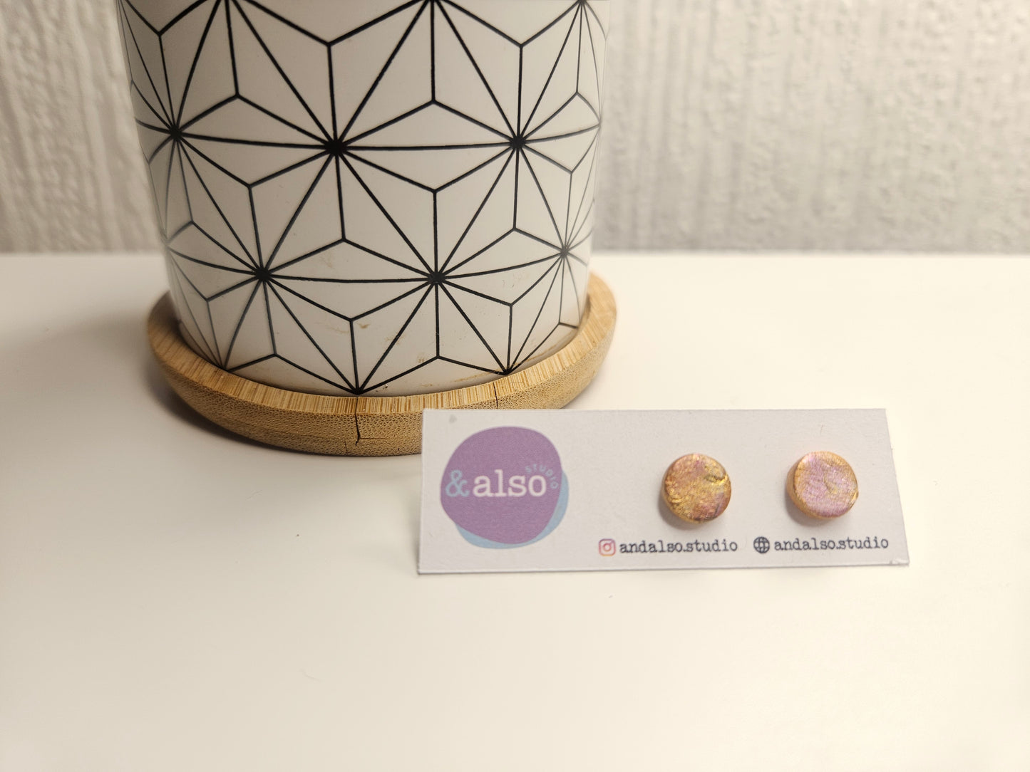 Ink & Gold Roseglow Studs Small (6mm)