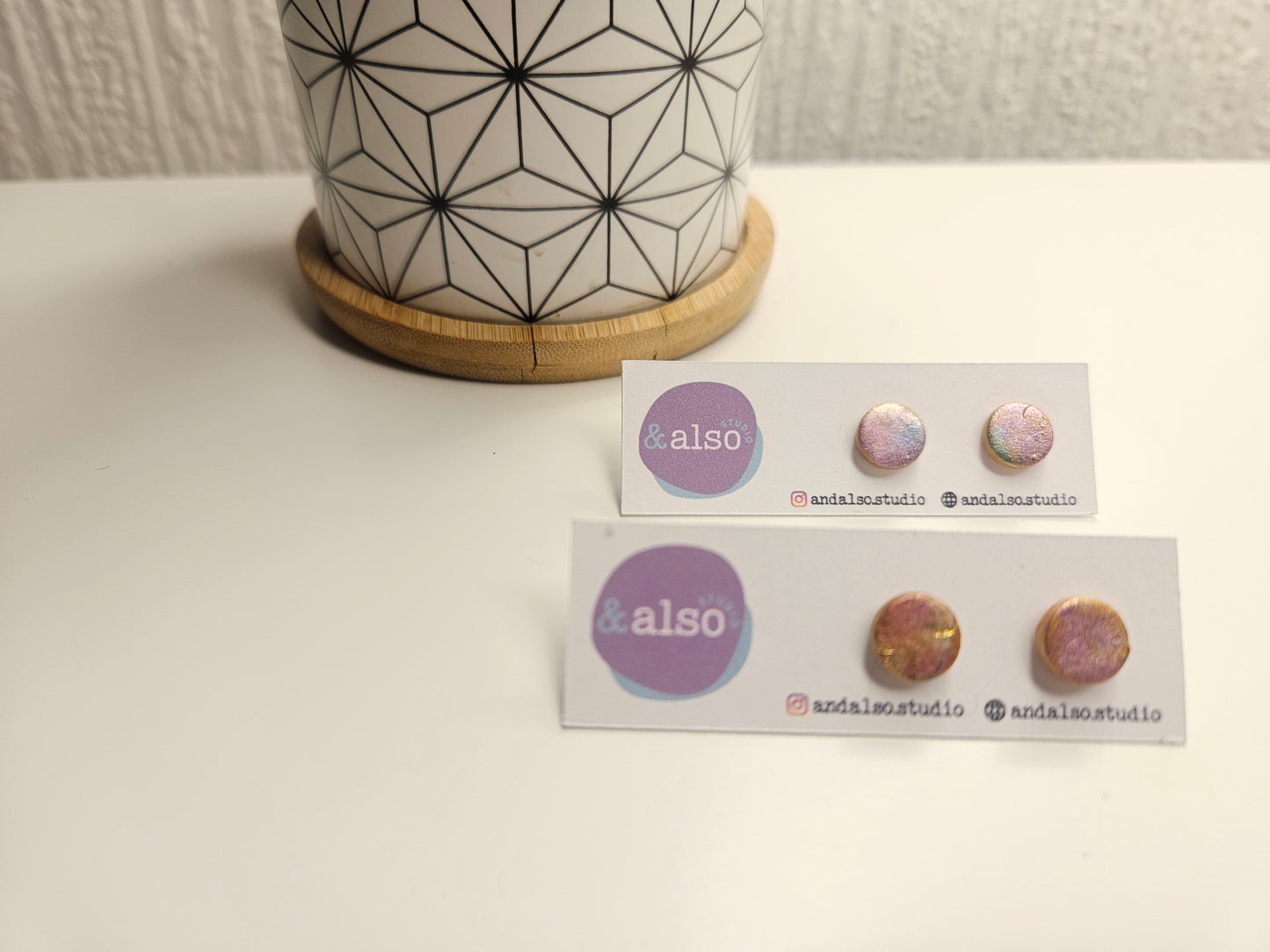 Ink & Gold Roseglow Studs Small (6mm)