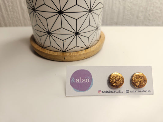 Ink & Gold Smooth Rose Gold Studs (10mm)