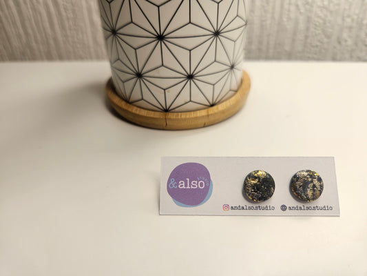 Ink & Gold Marble Studs Large (10mm)