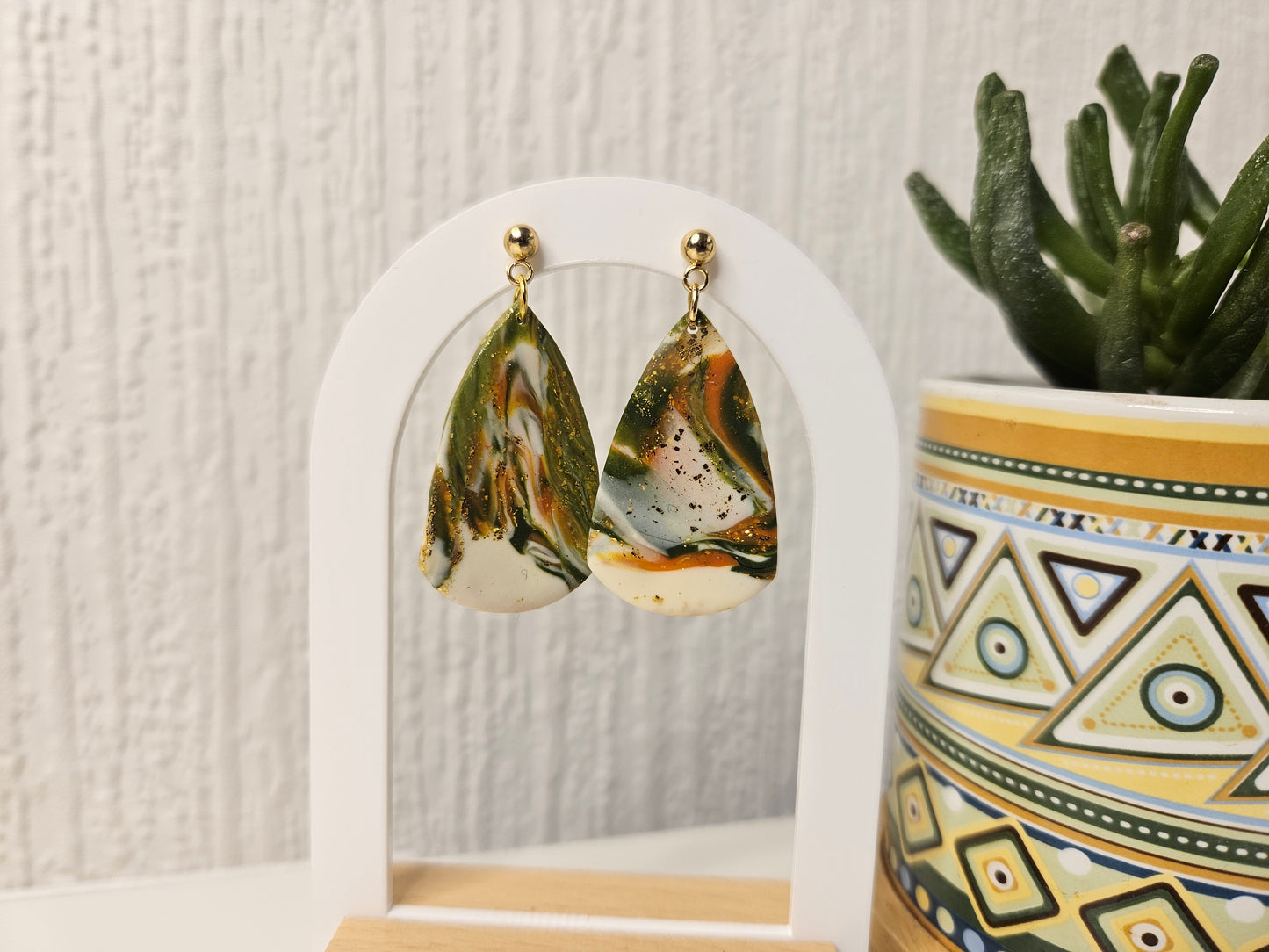 Fern & Fire Large Teardrop Dangles