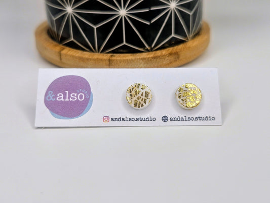 White Noise Gold Grid Studs Small (6mm)