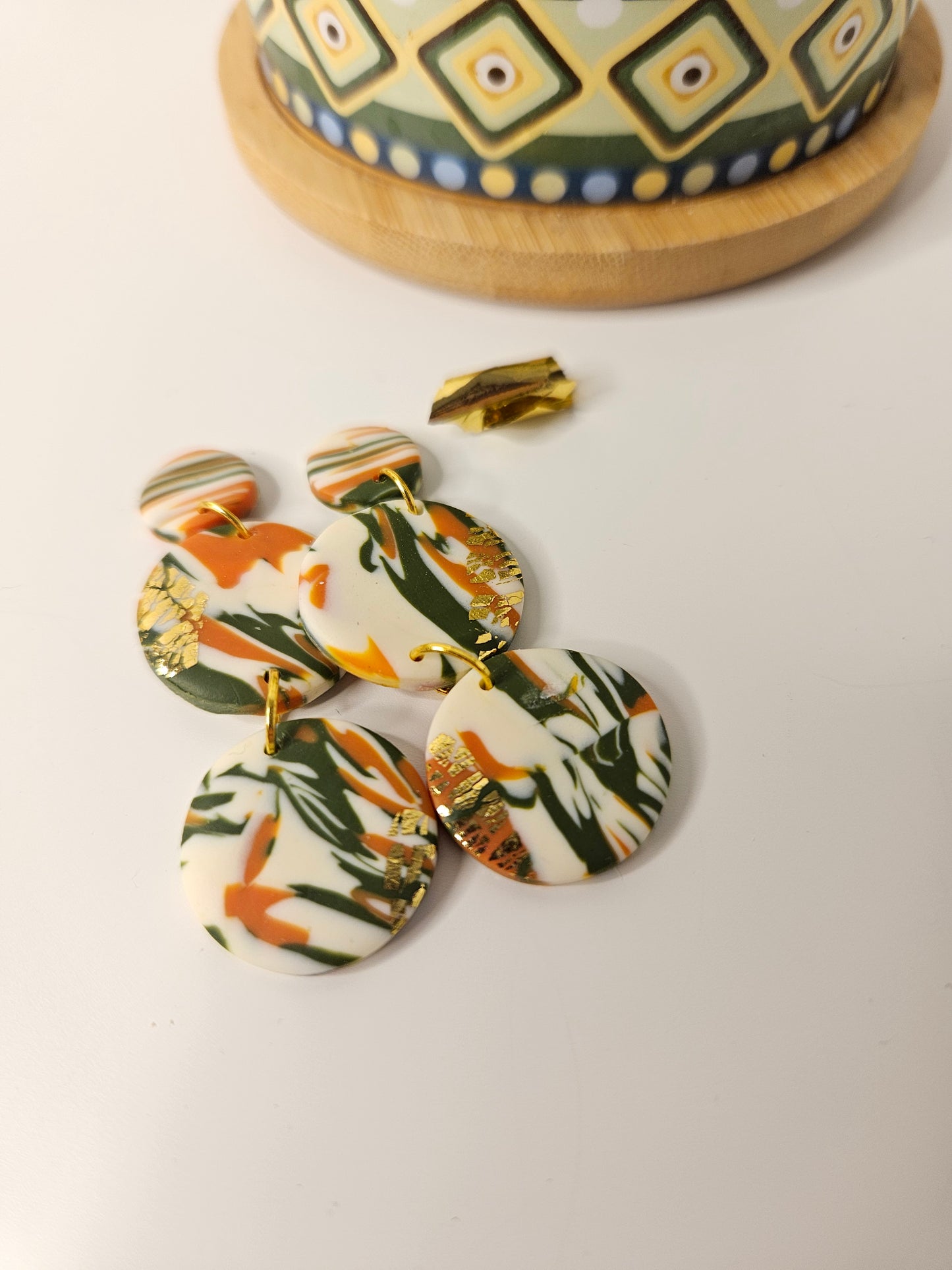 Fern & Fire Triple Circle Dangles