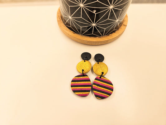 Block Party Stripe & Gold Double Dangles