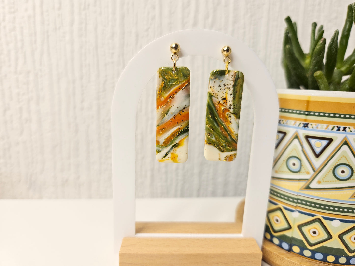 Fern & Fire Large Rectangle Dangles