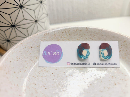 Waveform Splash Oval Studs Large