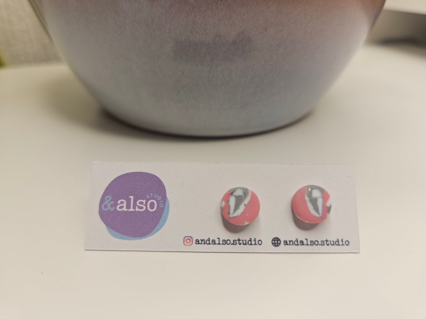 Blush Marble Rose Small Studs 1 (6mm)