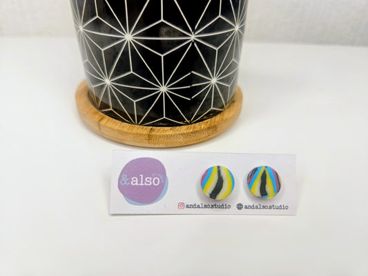 Neon Streaks Ribbon Studs Large (10mm)