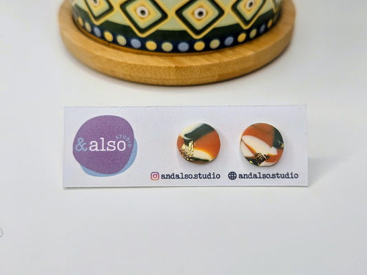 Fern & Fire Marble Tricolor Studs Large (10mm)