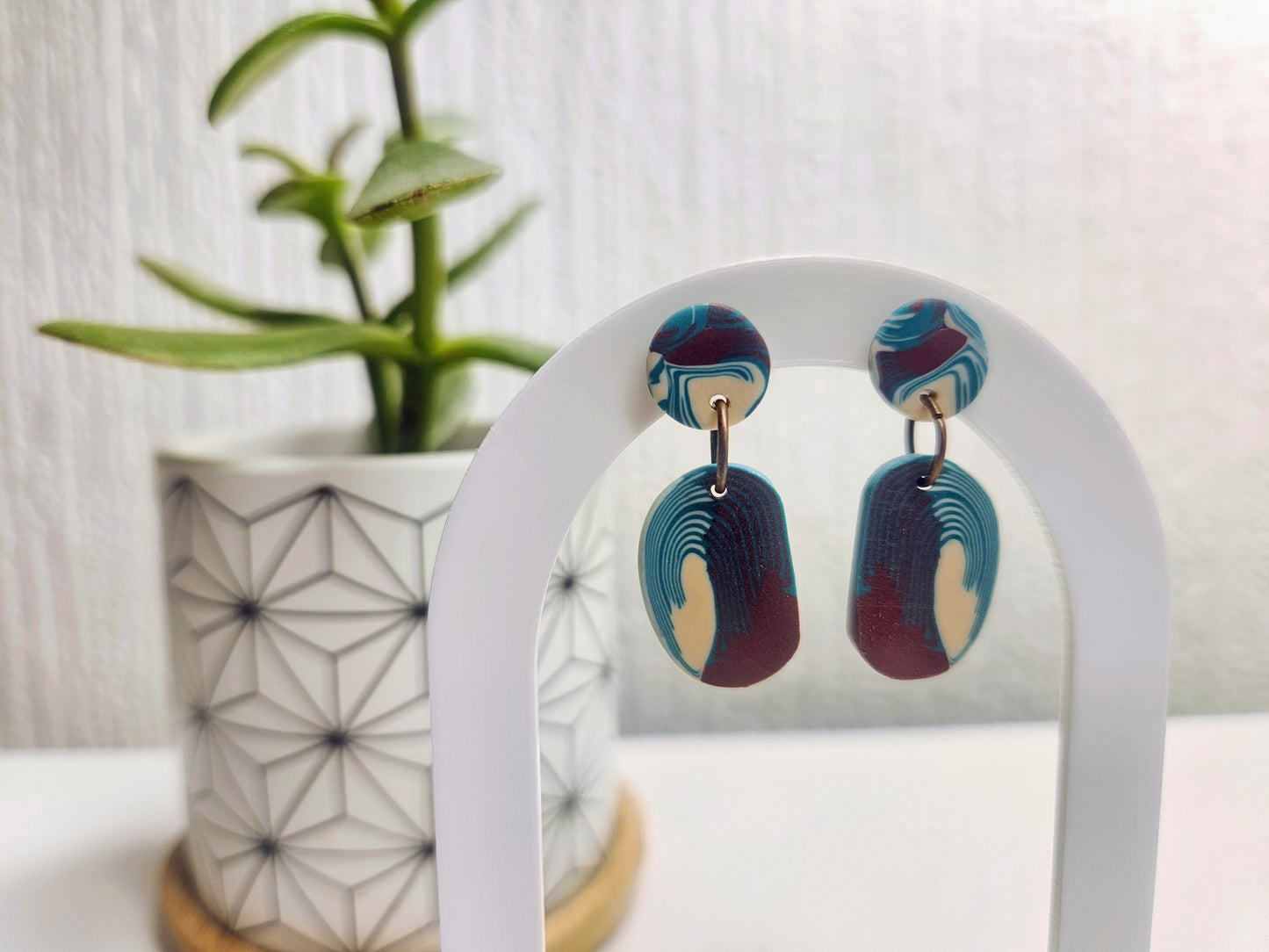 Waveform Teal Swirl Stud Drop