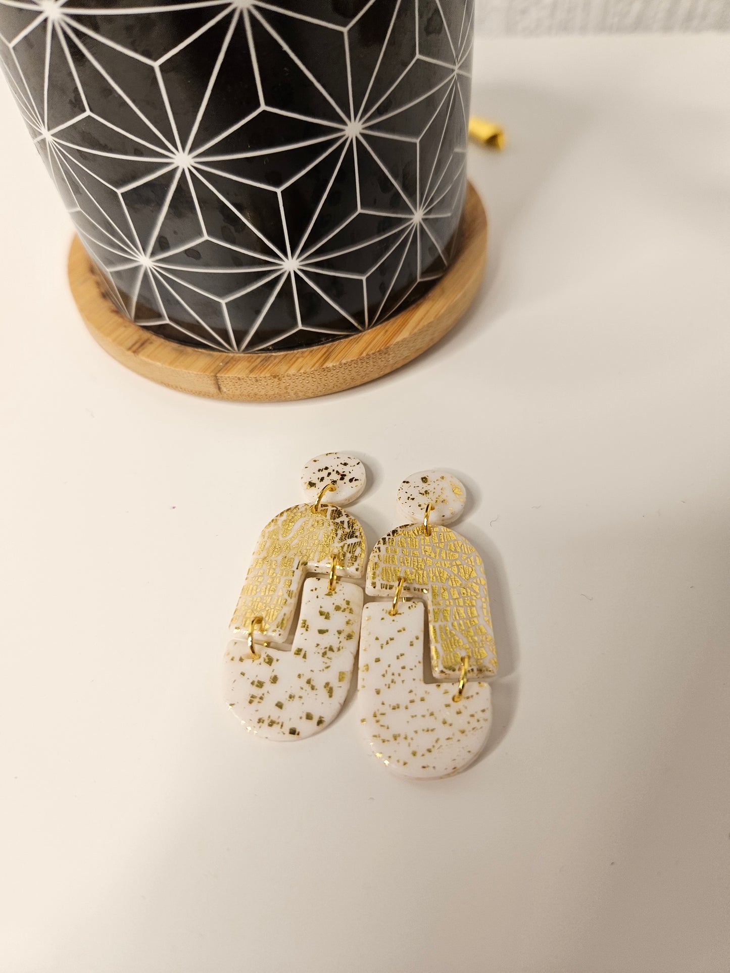 White Noise Dangles, Gold Flecks