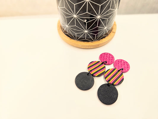 Block Party Woven Pink to Black Dangles