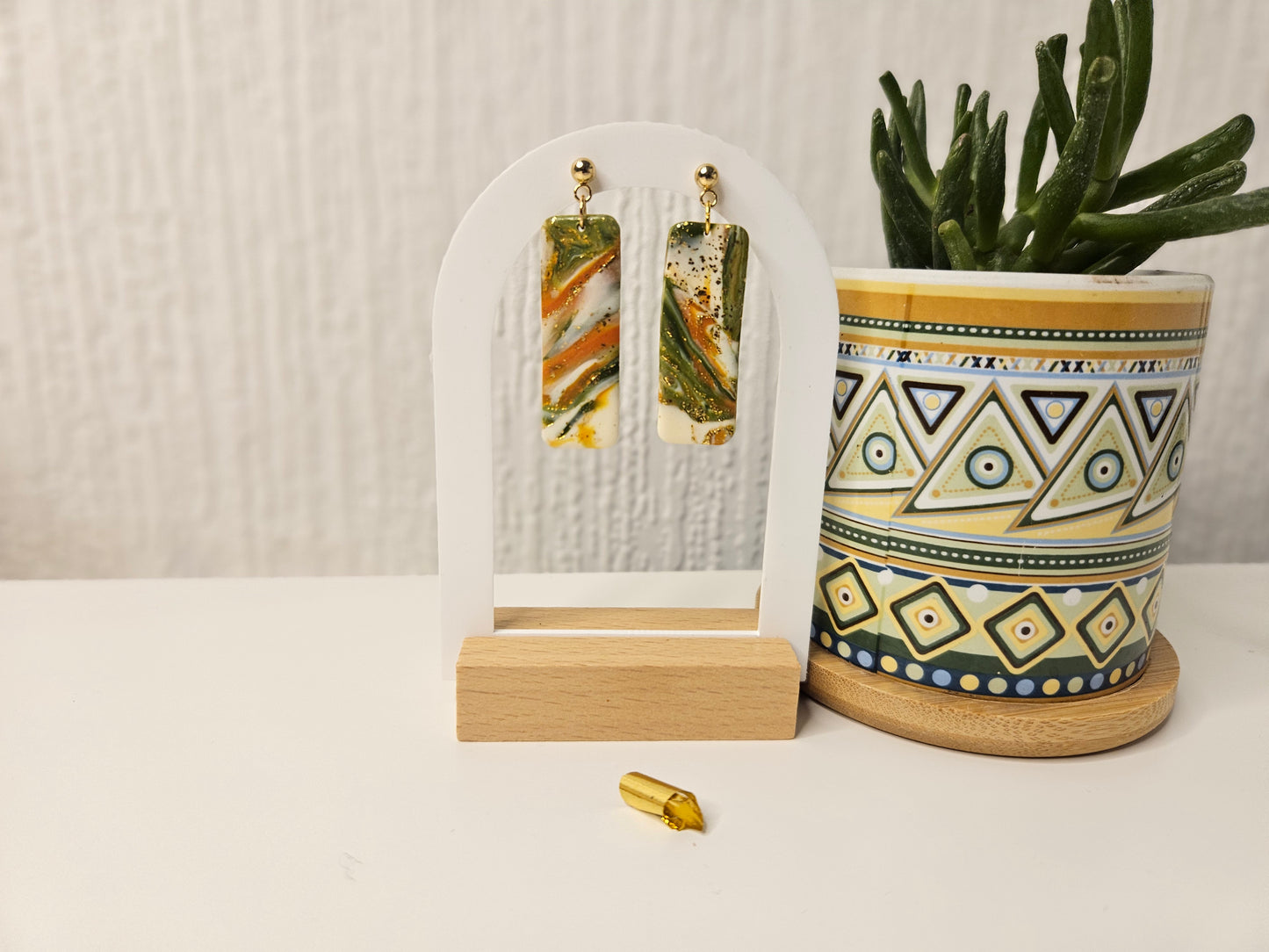 Fern & Fire Large Rectangle Dangles