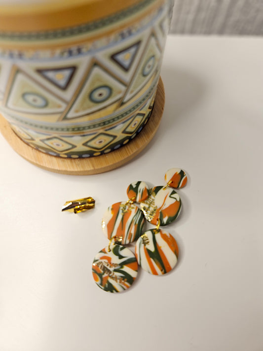 Fern & Fire Triple Circle Dangles